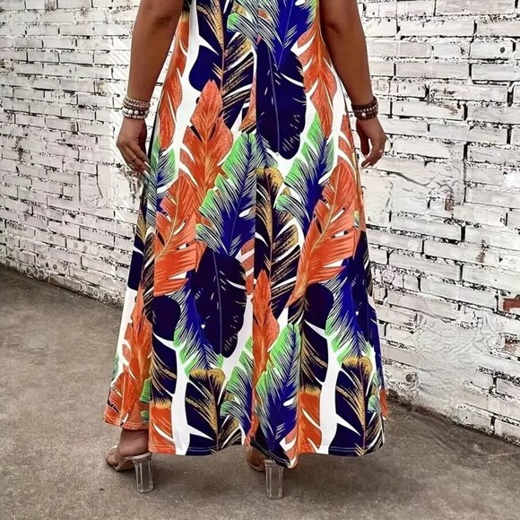 Women Plus Size Vibrant Print Vacation Summer Holiday Beach Maxi Dress 14W -20W - Picture 7 of 12